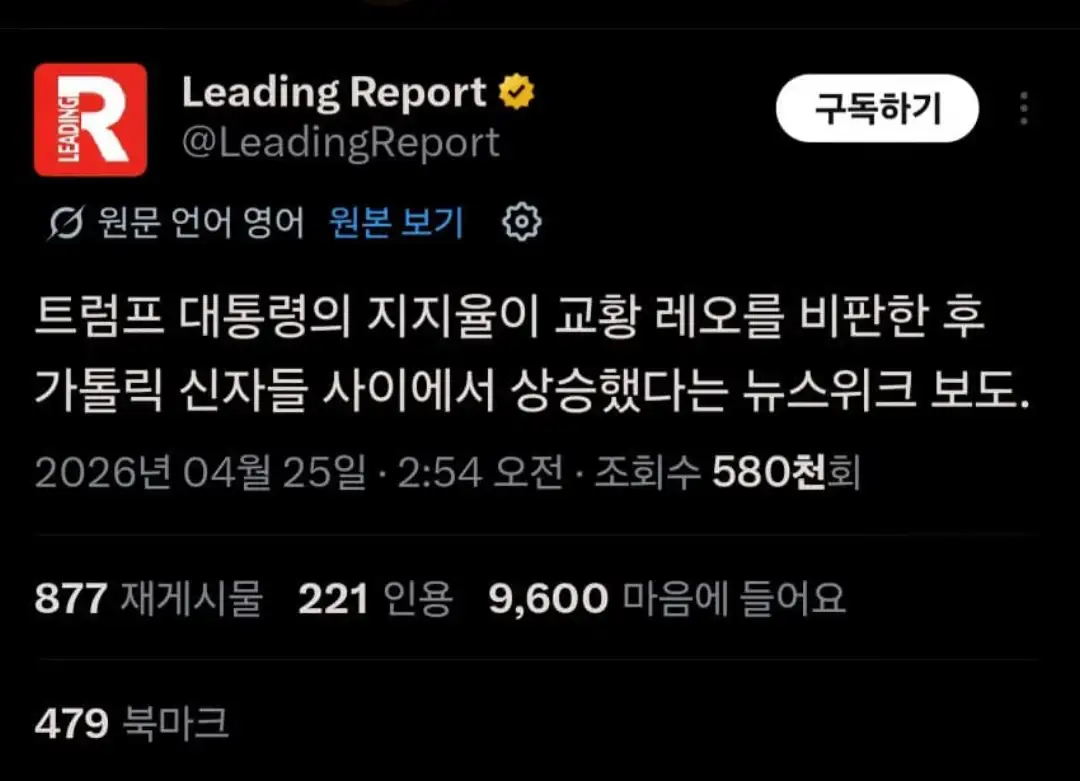 교황 비판 이후 트럼프 지지율 근황... jpg